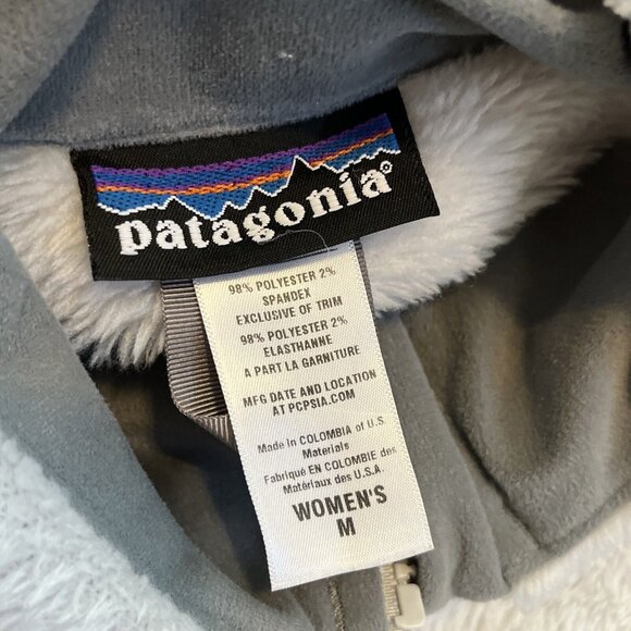Women's Patagonia Fleece Jacket SZ Medium Gray Full Zip Logo - Picture 10 of 12